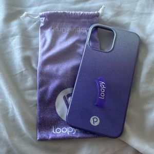 iphone 12 pro max glitter purple loopy case